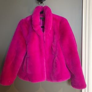 Beautiful fuschia faux fur coat